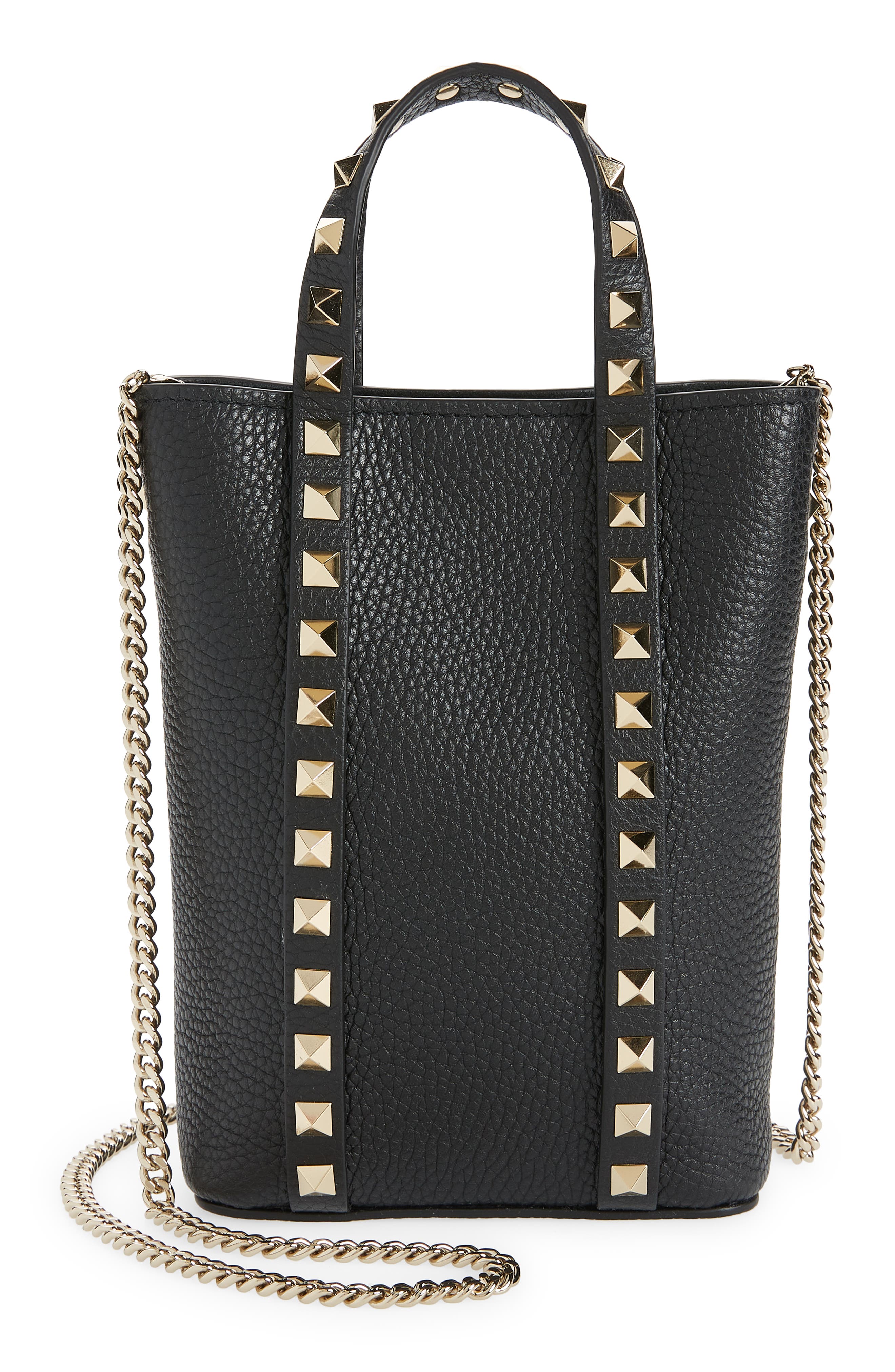 Valentino Rockstud Leather Tote in Nero at Nordstrom