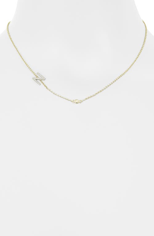 Meshmerise Bezel Diamond Initial Chain Necklace In Yellow-n