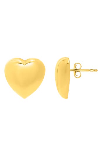 Karat Rush Puffed Heart Stud Earrings In Yellow