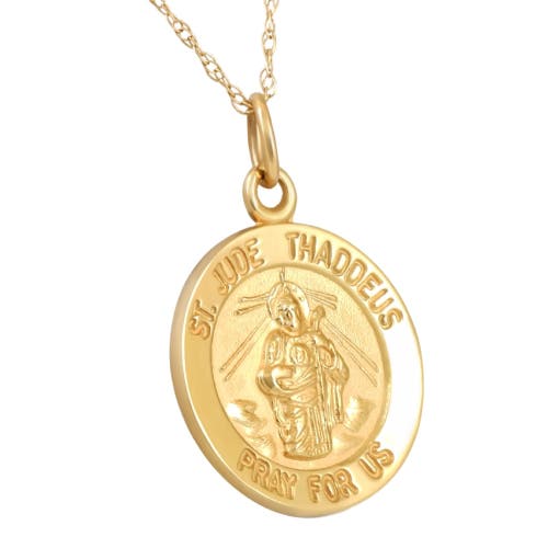 Bliss Diamond 14k Gold St. Jude Thaddeus Medal Pendant 1" Tall 2.5 Grams In Yellow Gold