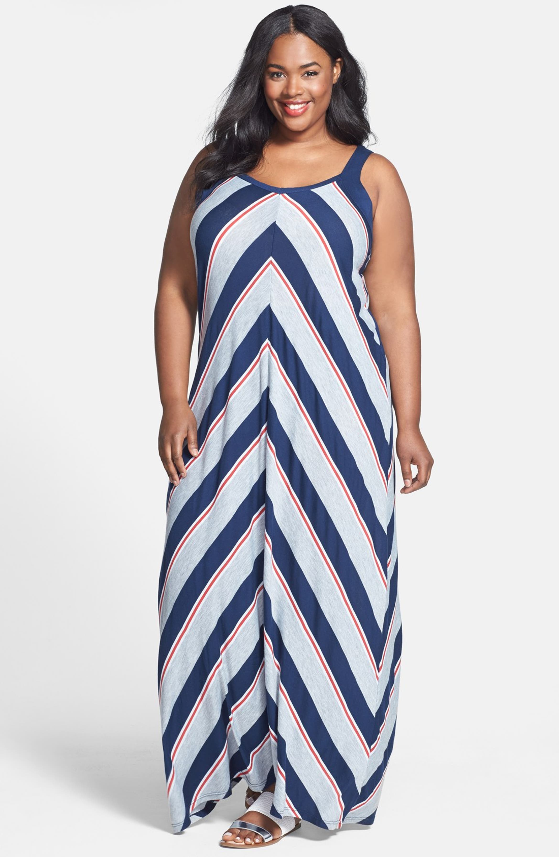 Allen Allen Miter Stripe Jersey Maxi Dress (Plus Size) | Nordstrom