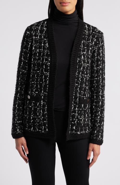 Shop Anne Klein Patch Pocket Cardigan In Anne Black Multi