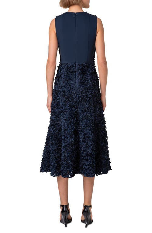 Akris Punto Mix Media Midi Dress With 3d Lasercut Floral Detail In Ink