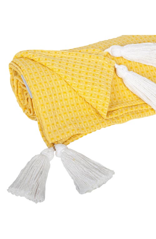 Parkland Collection Khonsu Waffle Weave Tassel Throw Blanket In Yellow
