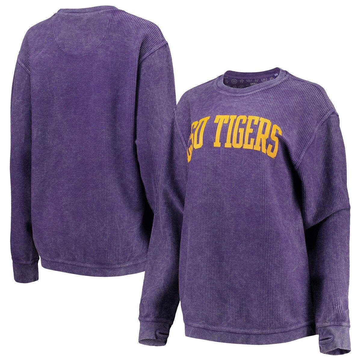 PRESSBOX Women's Pressbox Purple LSU Tigers Comfy Cord Vintage Wash Basic Arch Pullover Sweatshirt at Nordstrom