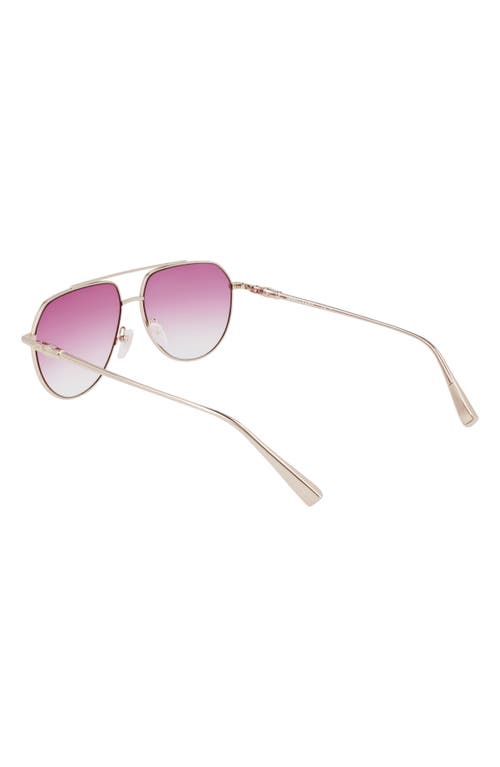 Longchamp Roseau 57mm Gradient Aviator Sunglasses In Gold/gradient Rose