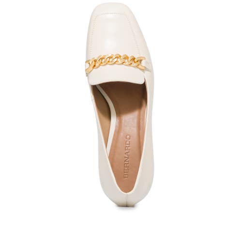 Shop Bernardo Footwear Avery Heeled Chain Loafer In Eggshell