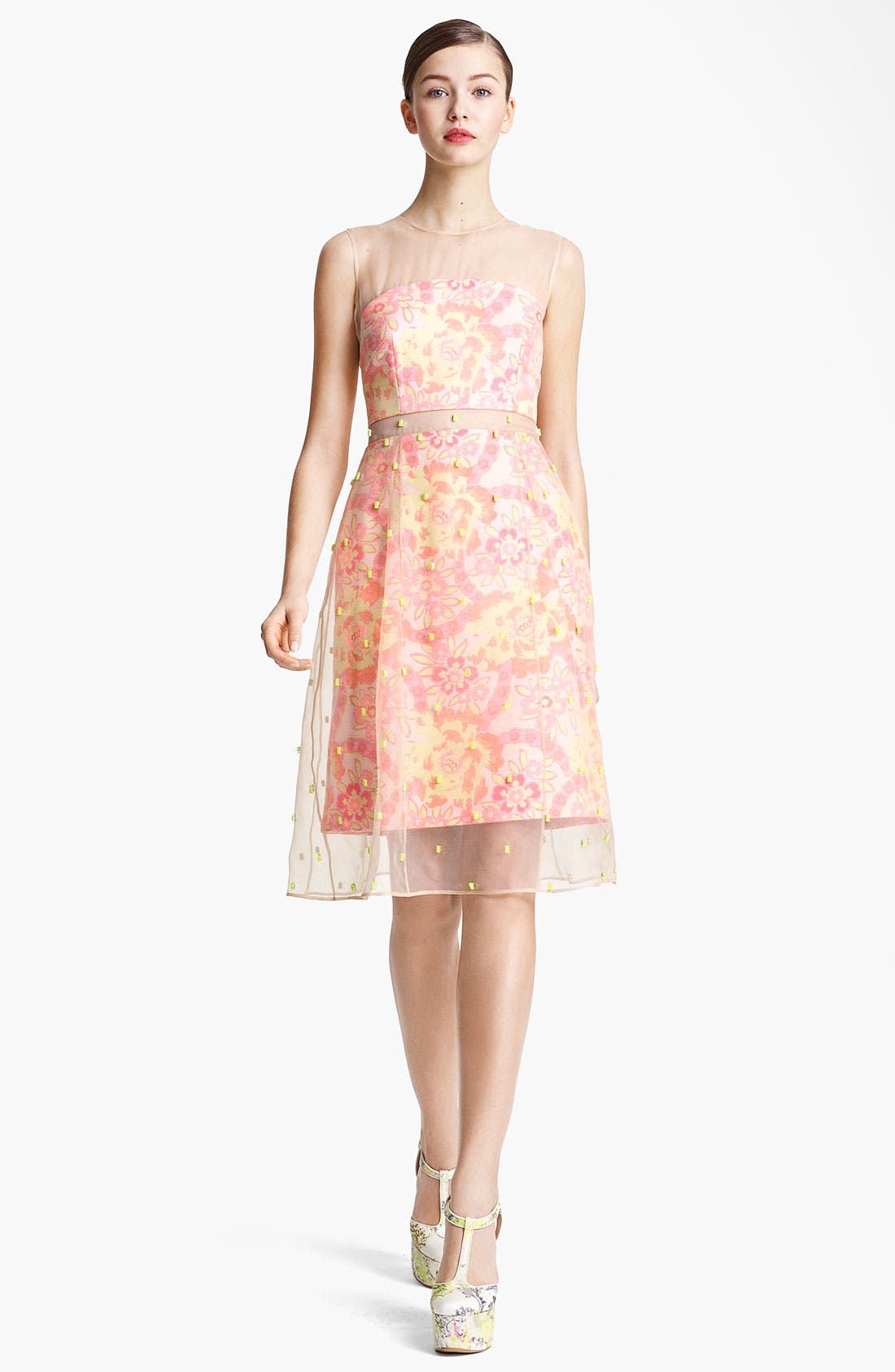 Erdem Damask Jacquard & Beaded Organza Dress Nordstrom