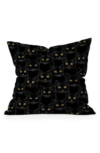 Deny Designs Poesie Garden Throw Pillow In Black Cat