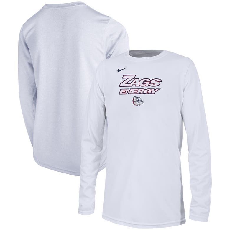 Nike Kids' Youth   White Gonzaga Bulldogs 2024 On-court Bench Energy T-shirt