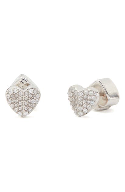 Kate Spade Heart To Heart Mini Pave Stud Earrings In Clear/ Rose Gold