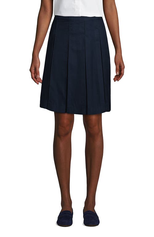 Lands' End School Uniform  Solid Box Pleat Skirt Top Of Knee In Classic Navy