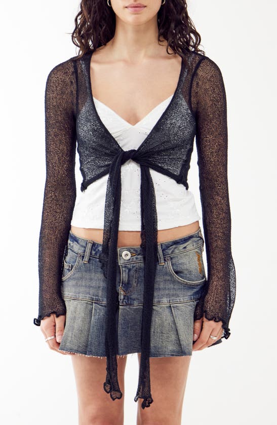 Shop Bdg Urban Outfitters Sheer Tie Front Cardigan In Black