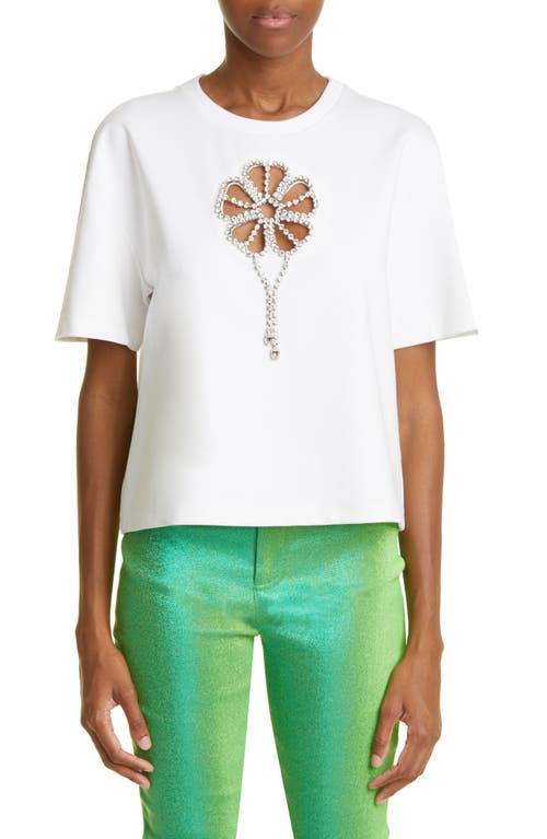 Area Crystal Flower Relaxed Fit T-Shirt in White