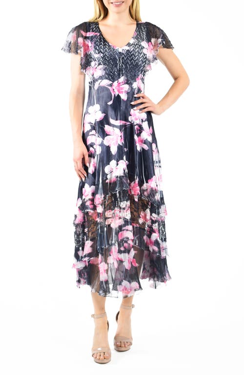 Komarov Floral Flutter Sleeve Cocktail Dress Ina Flower at Nordstrom,