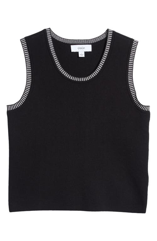 Shop Cece Jacquard Trim Sweater Vest In Rich Black