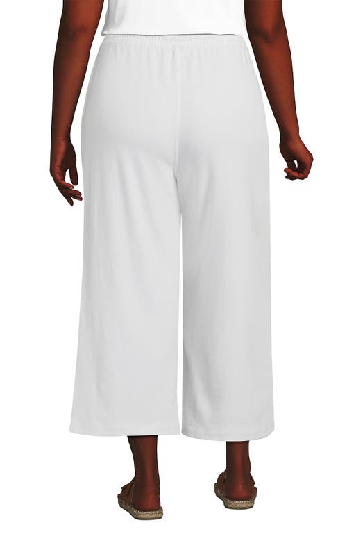 Shop Lands' End Plus Size Sport Knit Elastic Waist Wide Leg Crop Pants In White