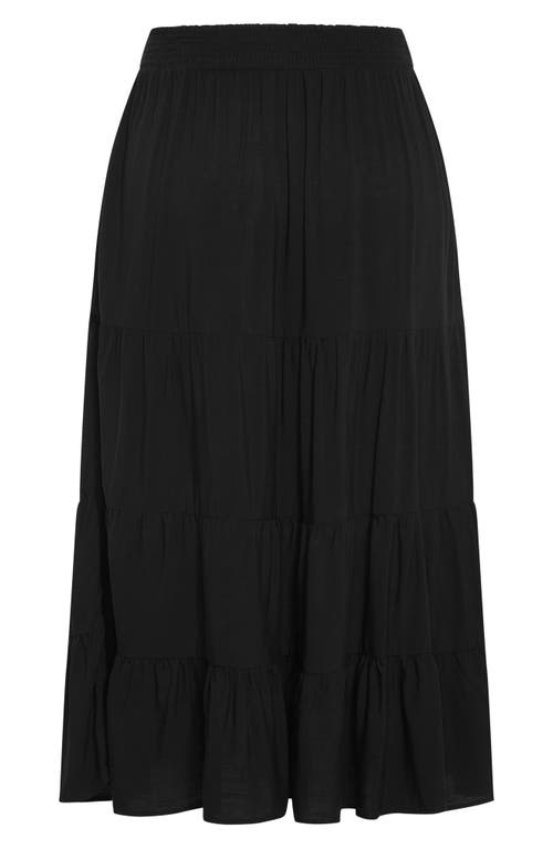 Shop City Chic Piper Tiered Maxi Skirt In Black