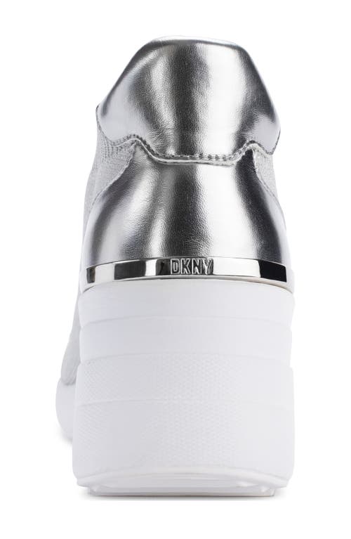 Shop Dkny Kaisa Knit Wedge Sneaker In Gs7 - Grey/silver