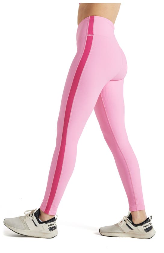 Shop Electric Yoga Color Block Rib Legging In Sachet Pink/pink Yarrow