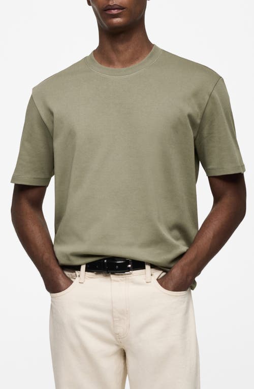 Shop Mango Regular Fit Cotton Crewneck T-shirt In Medium Green