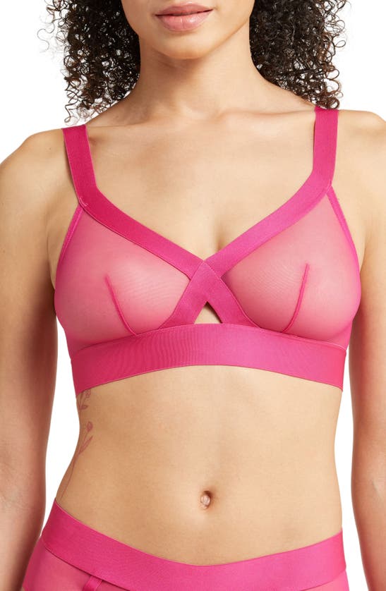 Shop Dkny Sheers Wireless Bralette In Raspberry