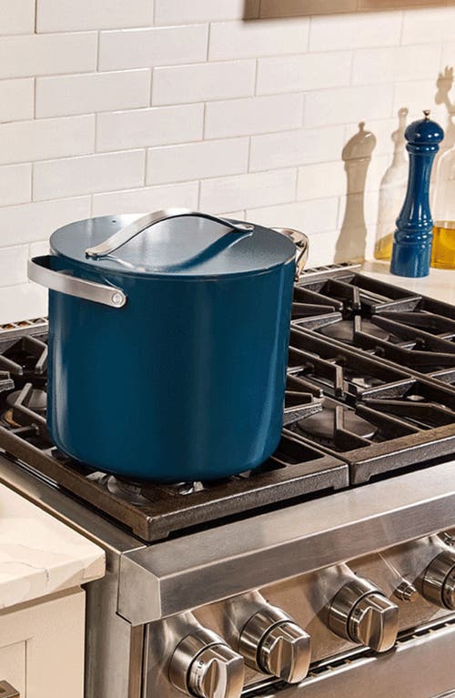 Caraway Nonstick Ceramic 12-quart Stockpot With Lid In Navy
