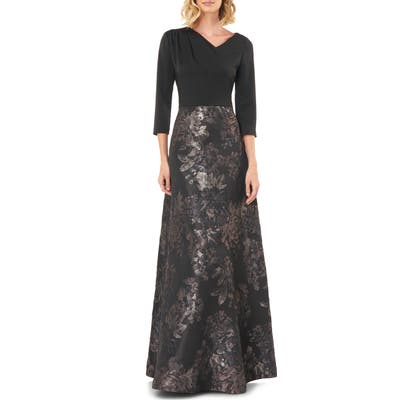 Kay Unger Izabella A-Line Evening Gown, Black