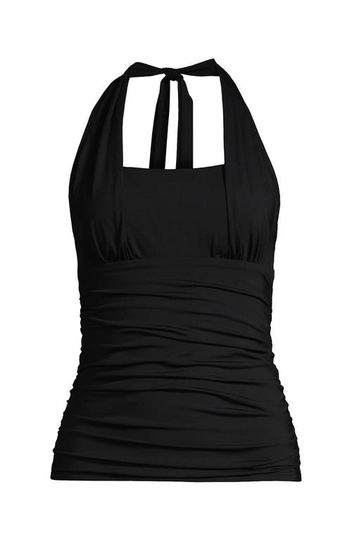 Shop Lands' End Chlorine Resistant Square Neck Halter Tankini Swimsuit Top In Black