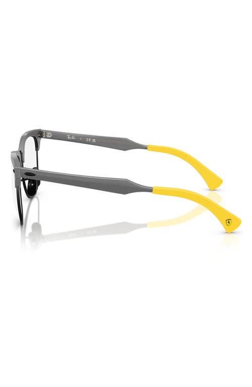Ray Ban Ray-ban X Scuderia Ferrari 51mm Square Optical Glasses In Dark Grey/yellow