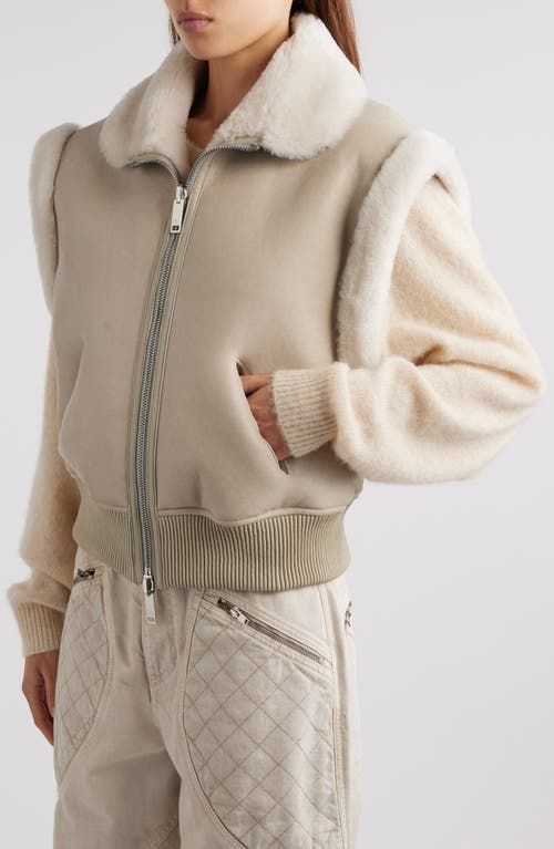 Shop Isabel Marant Edwina Genuine Shearling Vest In Chalk