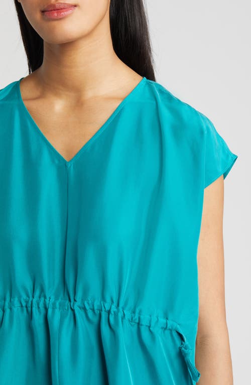 Eileen Fisher Side Tie Silk Midi Dress In Esmeralda
