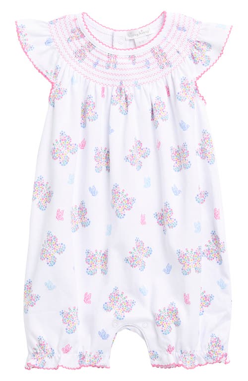Kissy Butterfly Short Sleeve Pima Cotton Romper Pink Multi at Nordstrom,