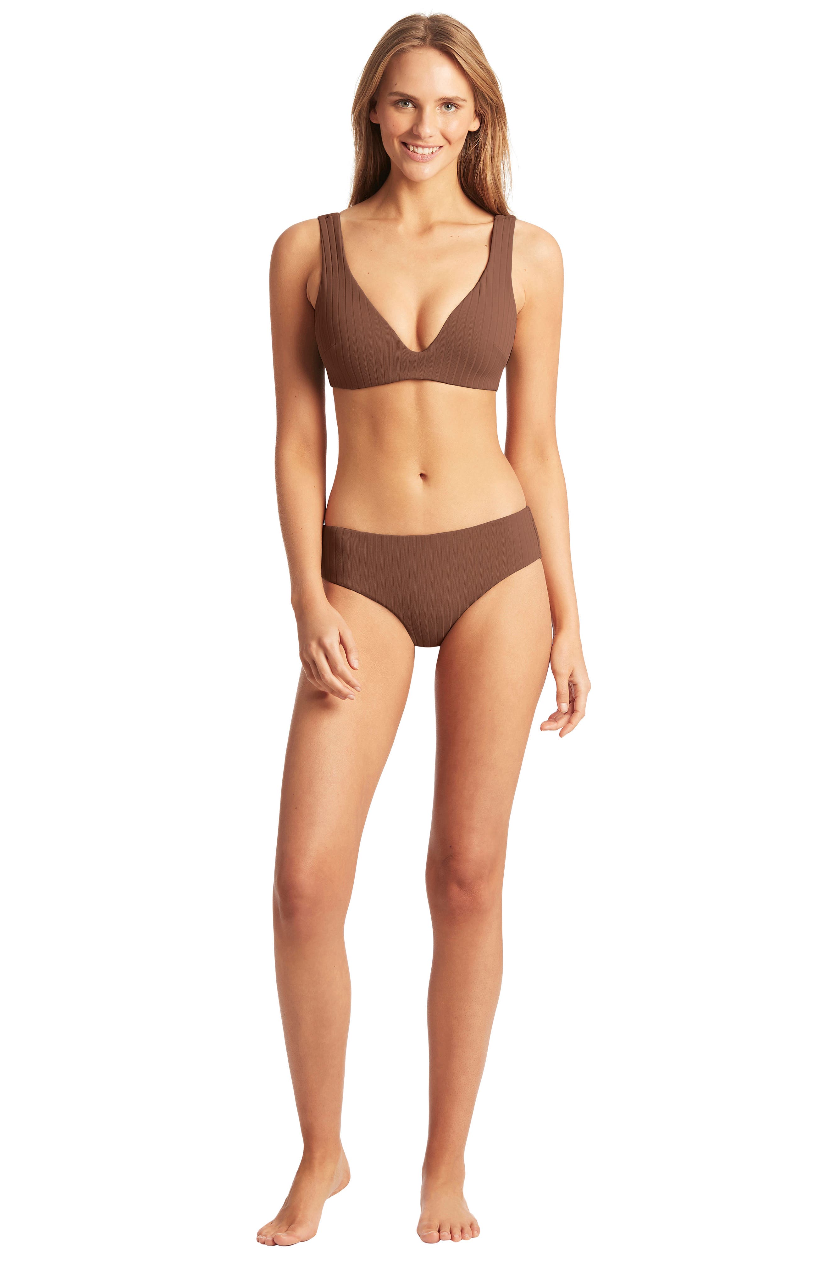 Sea Level Vesper Mid Bikini Bottoms in Mocha | Smart Closet