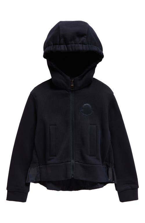 Moncler Kids' Zip-Up Fleece Hoodie Blue Navy at Nordstrom,