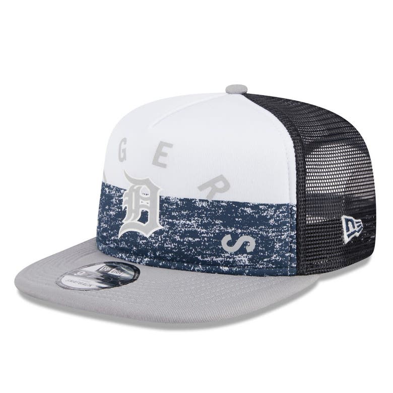 Shop New Era White/gray Detroit Tigers Team Foam Front A-frame Trucker 9fifty Snapback Hat