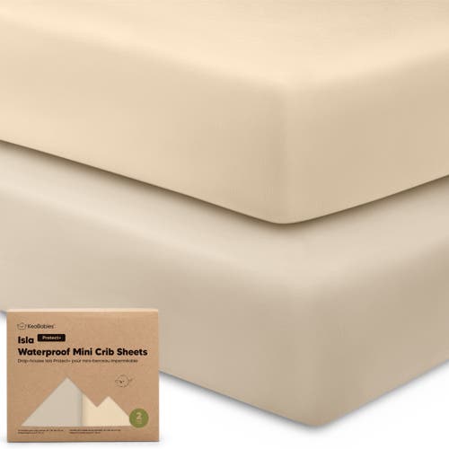 Keababies 2-pack Isla [protect+] Waterproof Mini Crib Sheets In Neutral