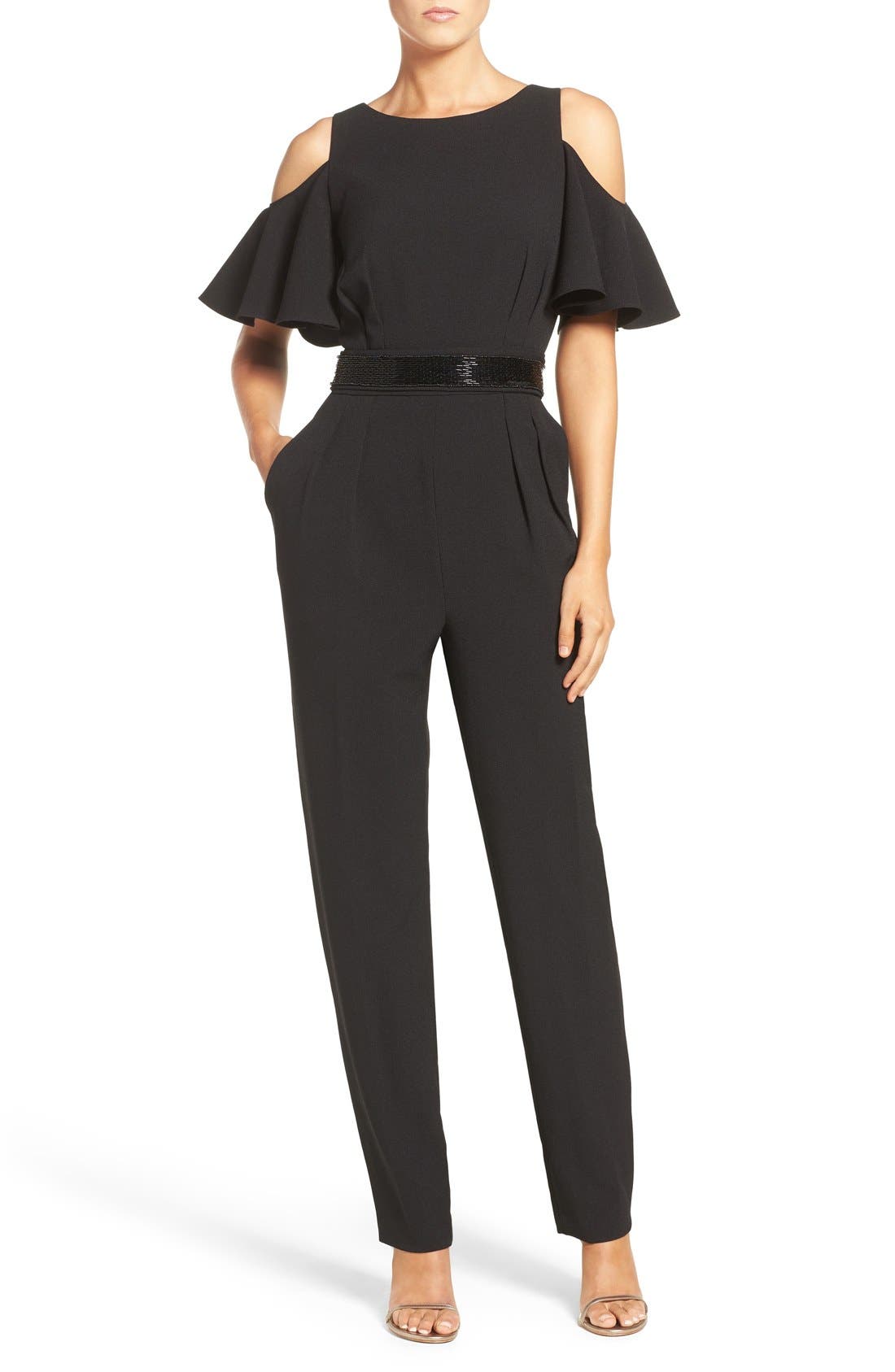 eliza j cold shoulder jumpsuit