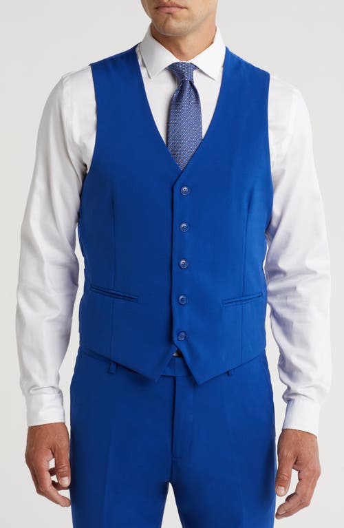 Gino Vitale Skinny Fit Solid Stretch Three Piece Suit In Blue