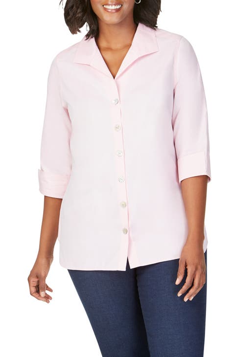 Pink Plus Size Taupe Chevron Hooded Top