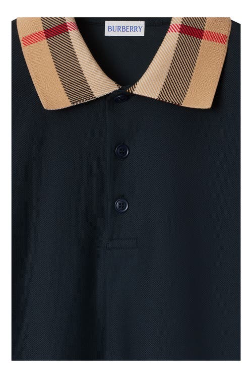 Burberry Cody Long Sleeve Polo Shirt In Smoked Navy