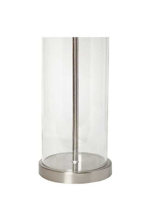 Shop Lalia Home Entrapped Glass Table Lamp With White Fabric Shade In Brushed Nickel/white