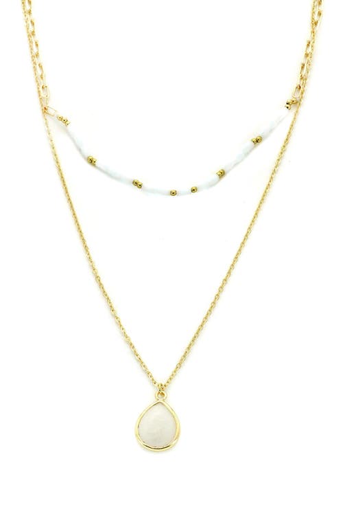 Shop Panacea Layered Stone & Bead Necklace In Gold/ivory