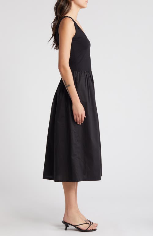 Shop Rails Franca Mixed Media Sleeveless Midi Dress In Black