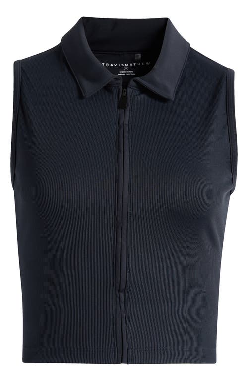 Travismathew Midline Zip Polo Tank In Black