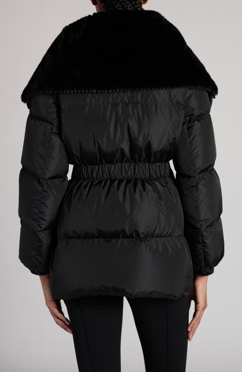 Shop Moncler Brasseurs Down Jacket With Faux Fur Trim In Black