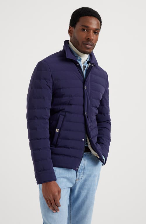 Shop Brunello Cucinelli Taffeta Down Jacket In Indigo