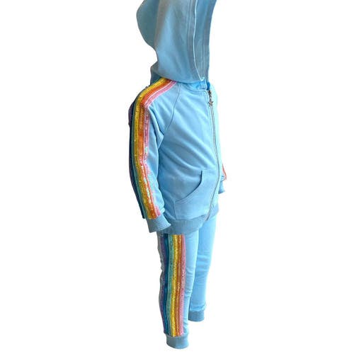 Shop Lola + The Boys Baby Blue Rainbow Sequin Joggers Set