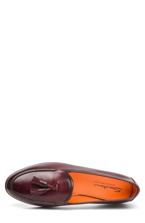 Shop Santoni Andrea Tassel Loafer In Burgundy