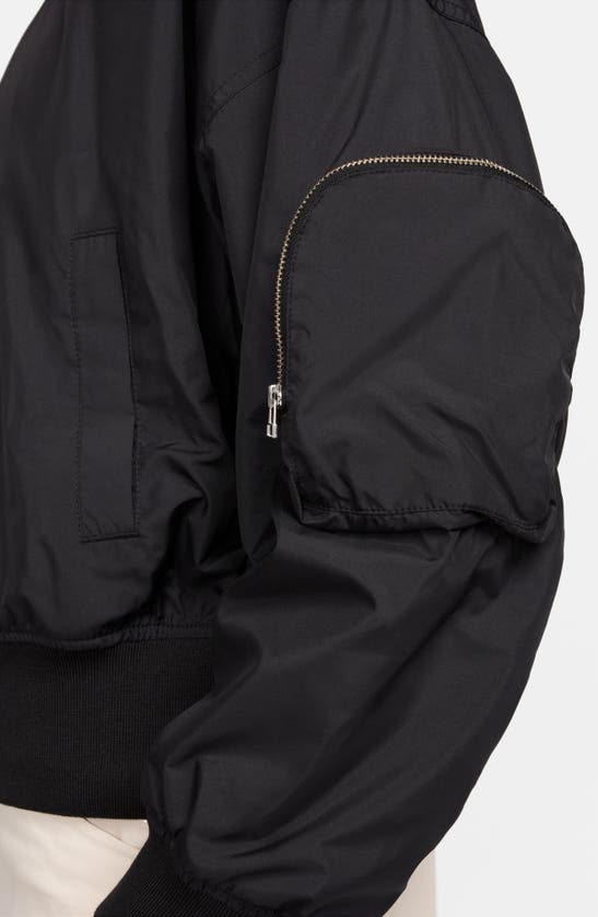 Shop Nike Sportswear Essentials Oversize Bomber Jacket In Black/ White
